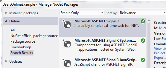 SignalR Nuget Package SignalR Nuget Package