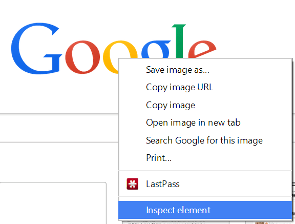 Chrome Developer Tools - Inspect Element