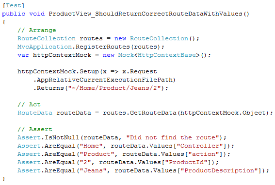 MVC URL Route Test Moq MVC URL Route Test Moq
